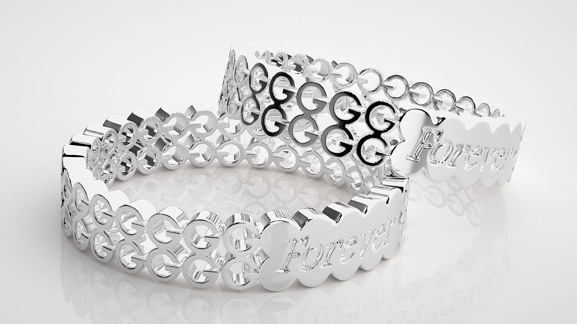 Plain Gold Couple Band Ring 3dm stl render detail 3D print model_6