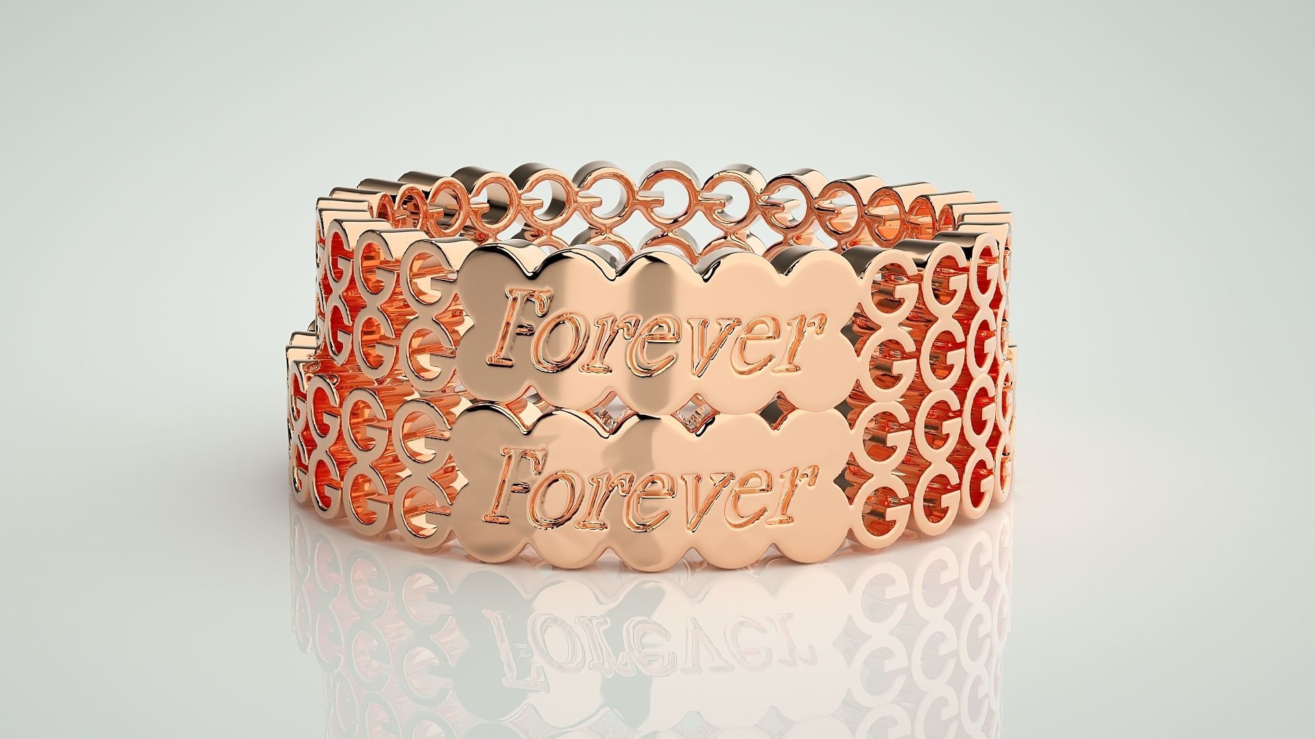 Plain Gold Couple Band Ring 3dm stl render detail 3D print model_2