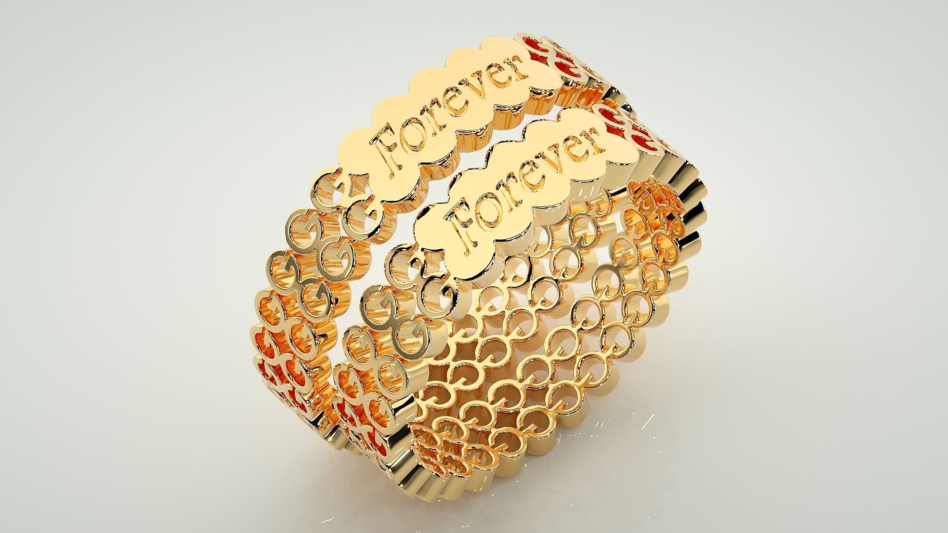 Plain Gold Couple Band Ring 3dm stl render detail 3D print model_12