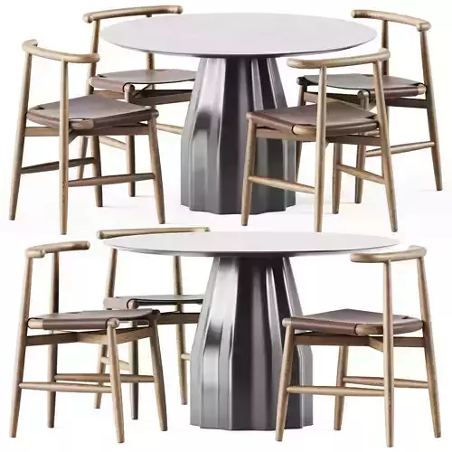 Burin Table D120 by Viccarbe and Chair Emilia Kuoio by Meridiani