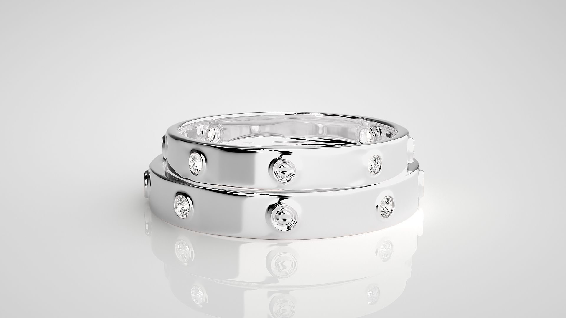 Screw Head Solitaire Couple Band Ring 3dm stl render detail  3D print model_7