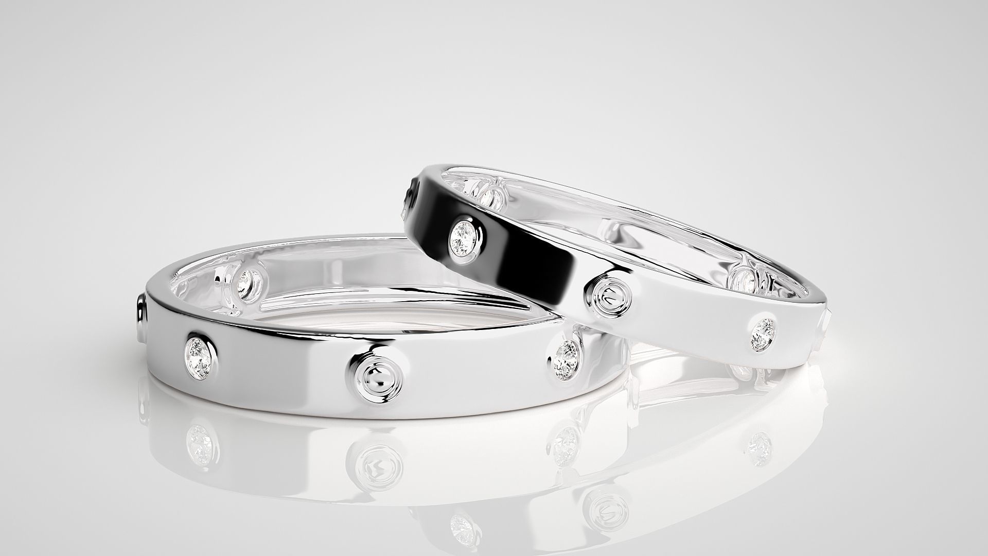 Screw Head Solitaire Couple Band Ring 3dm stl render detail  3D print model_5