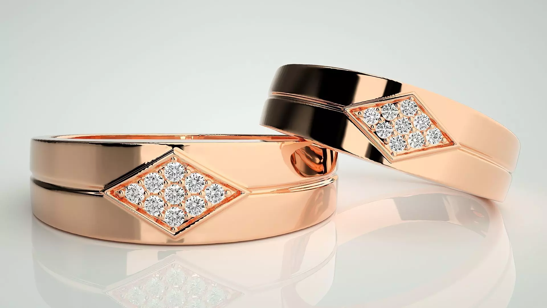 Couple Band Ring 3dm stl render detail  3D print model_0