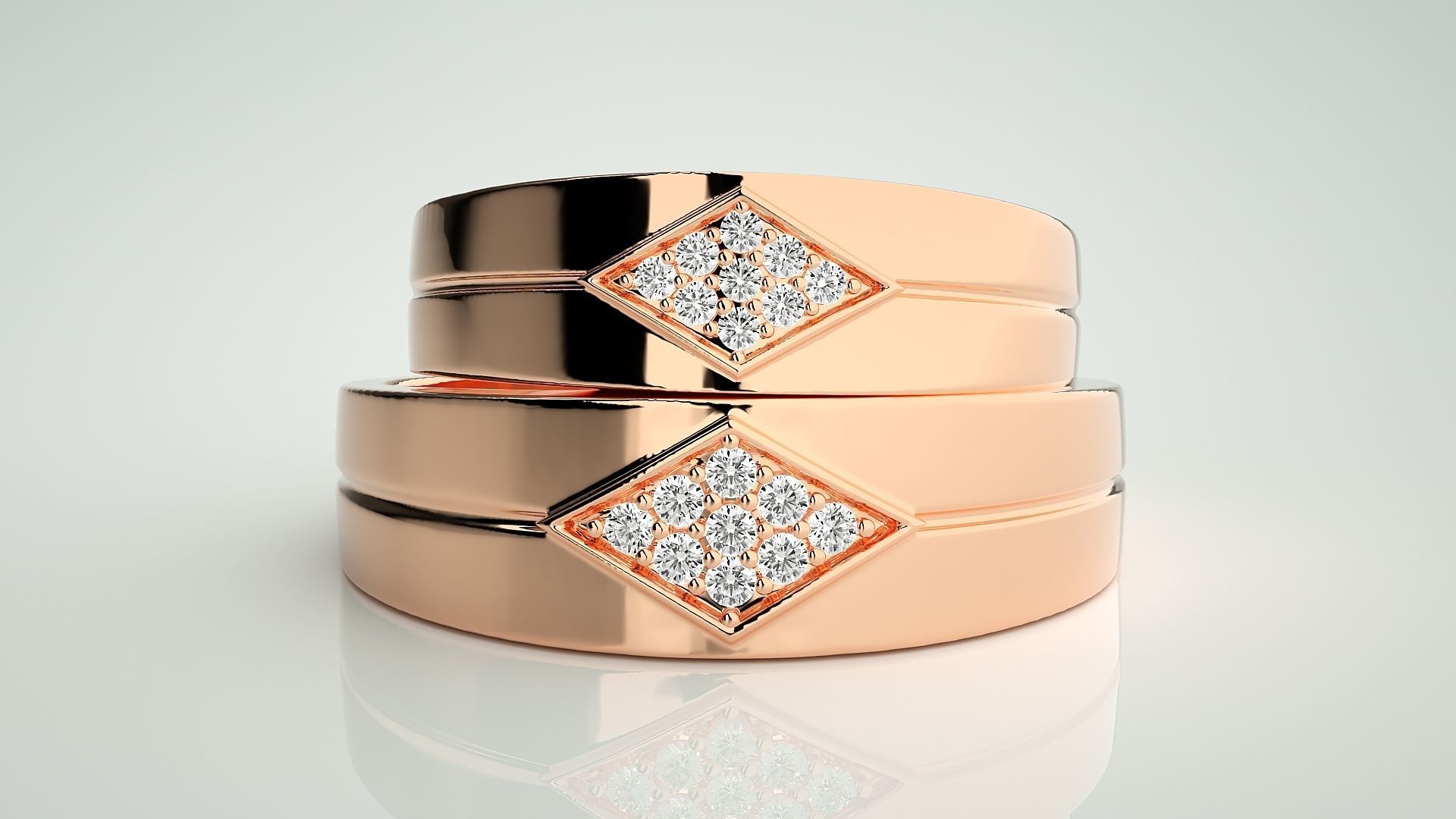 Couple Band Ring 3dm stl render detail  3D print model_2