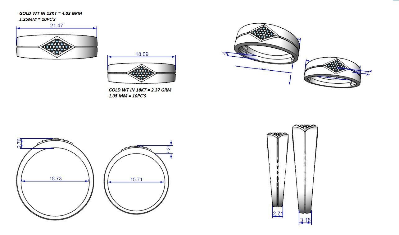 Couple Band Ring 3dm stl render detail  3D print model_3