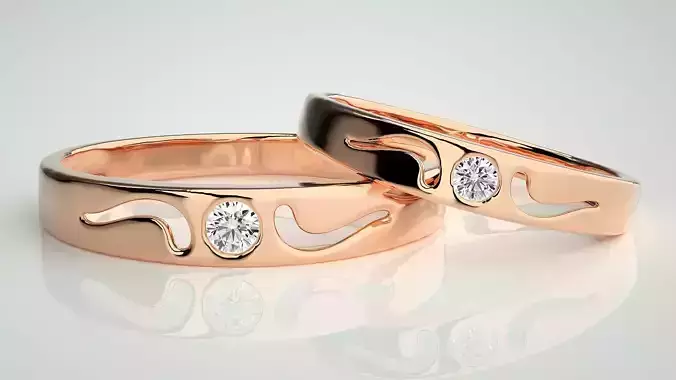 Nike Fan Solitaire Couple Band Ring 3dm stl render detail  3D print model