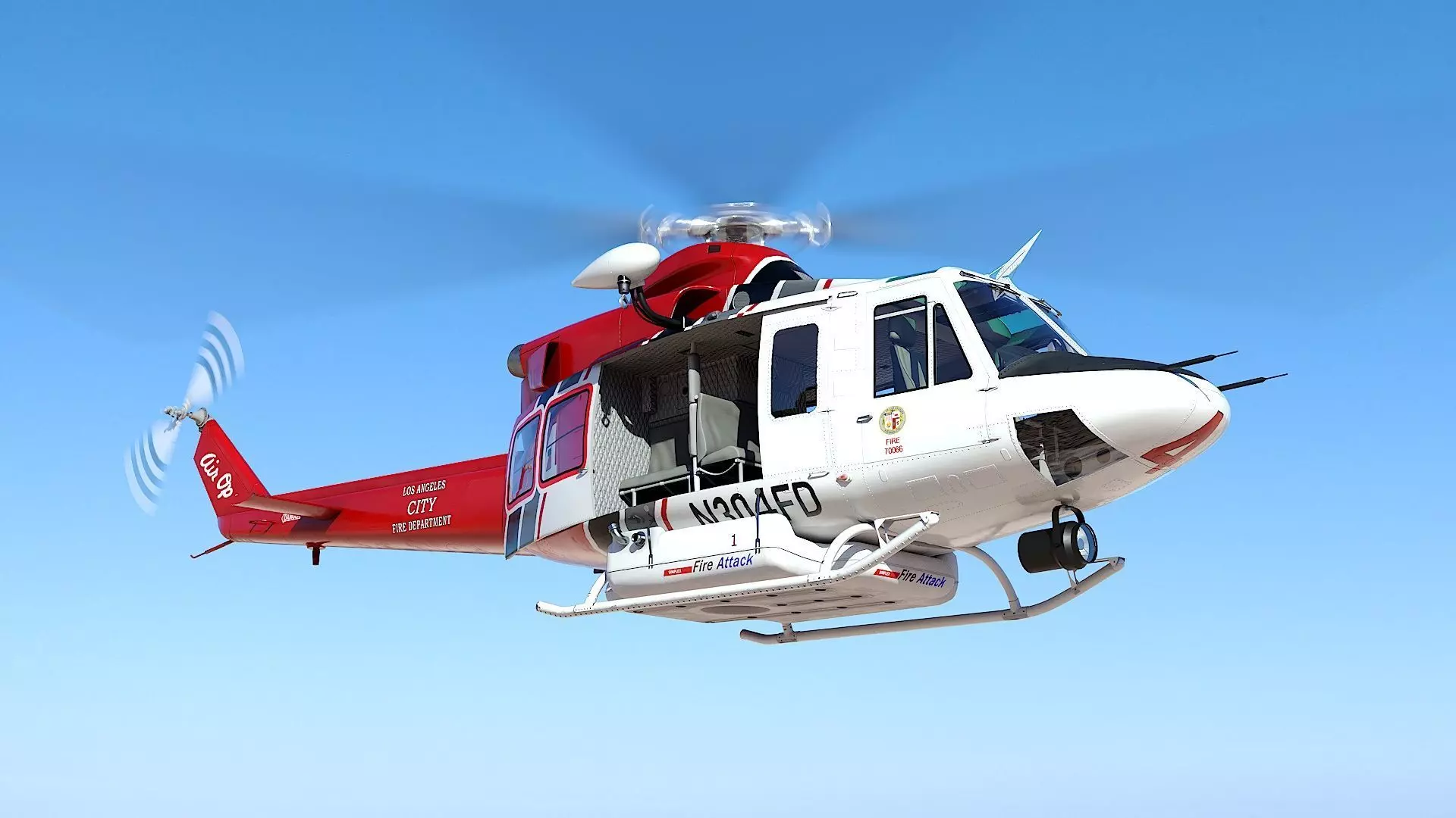 Helicopter Bell 412 LAFD Low-poly 3D model_0