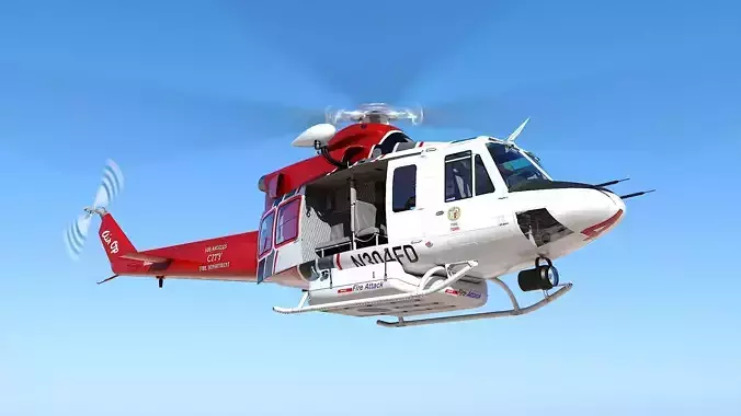 Helicopter Bell 412 LAFD Low-poly 3D model