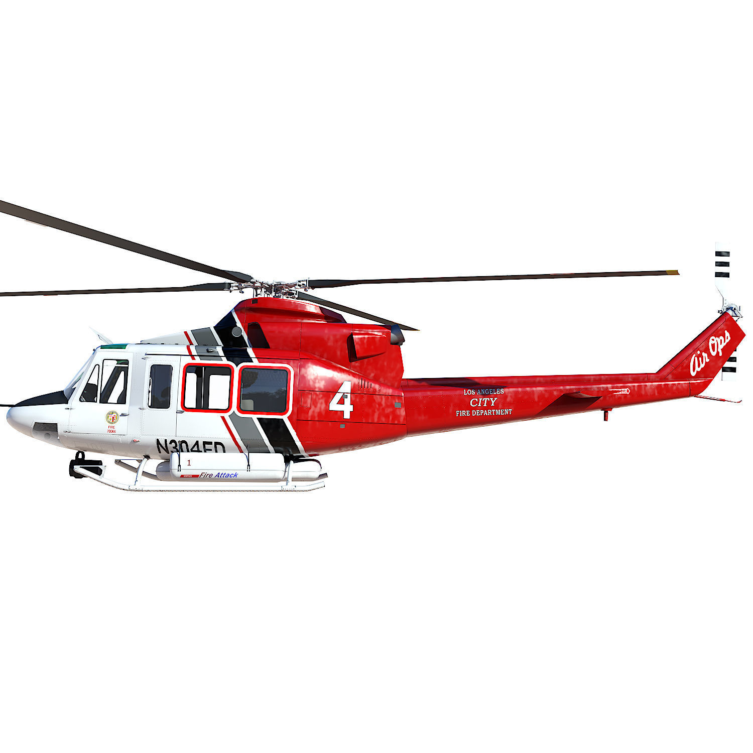 Helicopter Bell 412 LAFD Low-poly 3D model_4