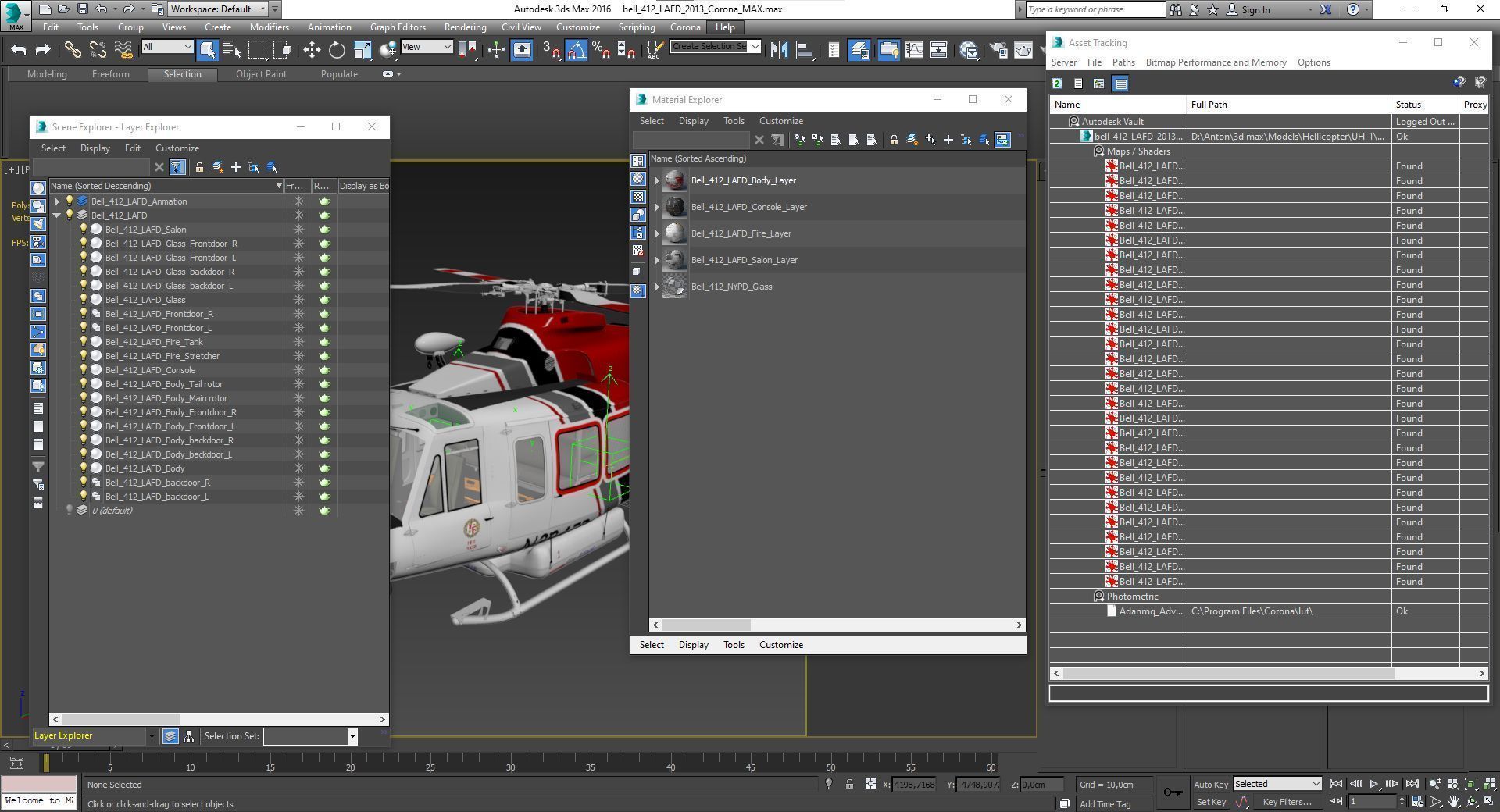 Helicopter Bell 412 LAFD Low-poly 3D model_47