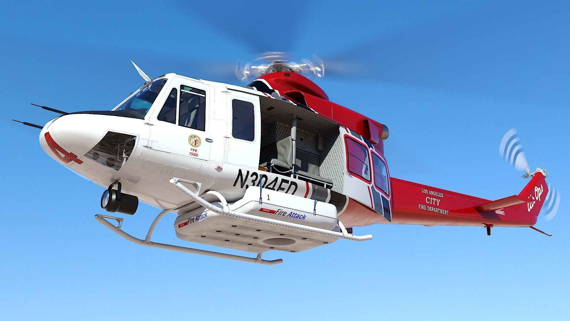 Helicopter Bell 412 LAFD Low-poly 3D model_1