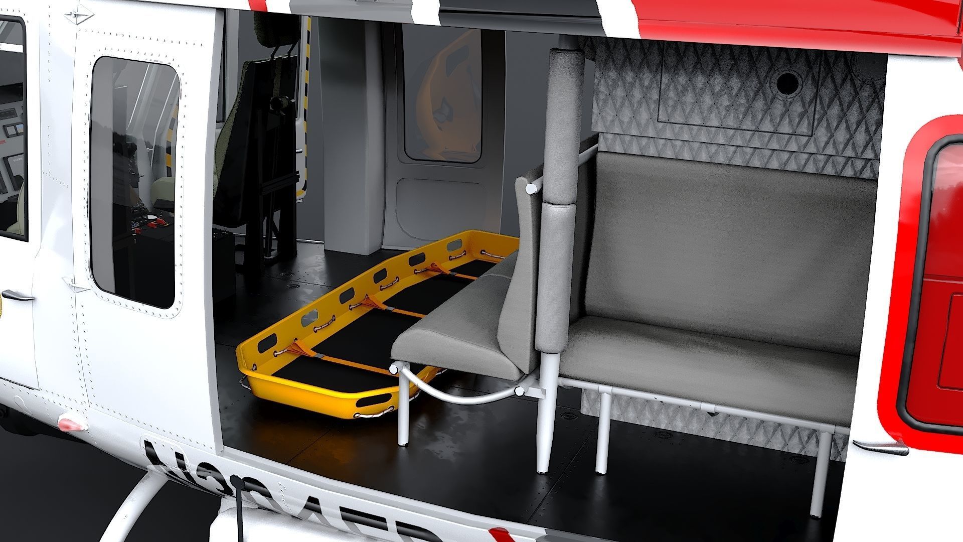 Helicopter Bell 412 LAFD Low-poly 3D model_19