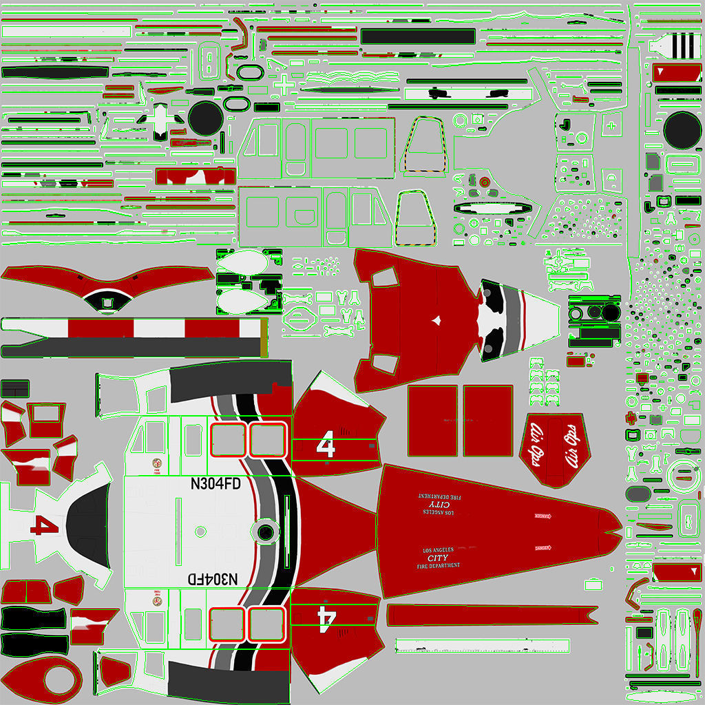 Helicopter Bell 412 LAFD Low-poly 3D model_45