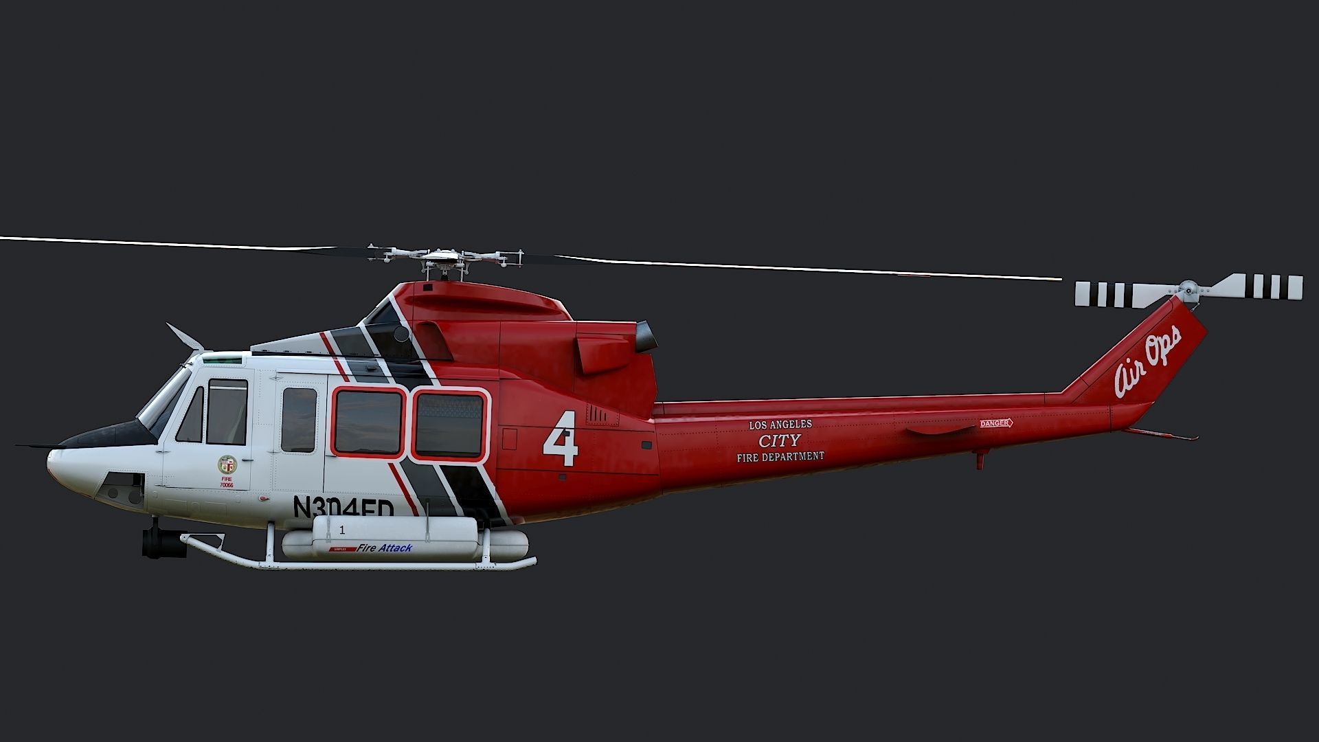 Helicopter Bell 412 LAFD Low-poly 3D model_26