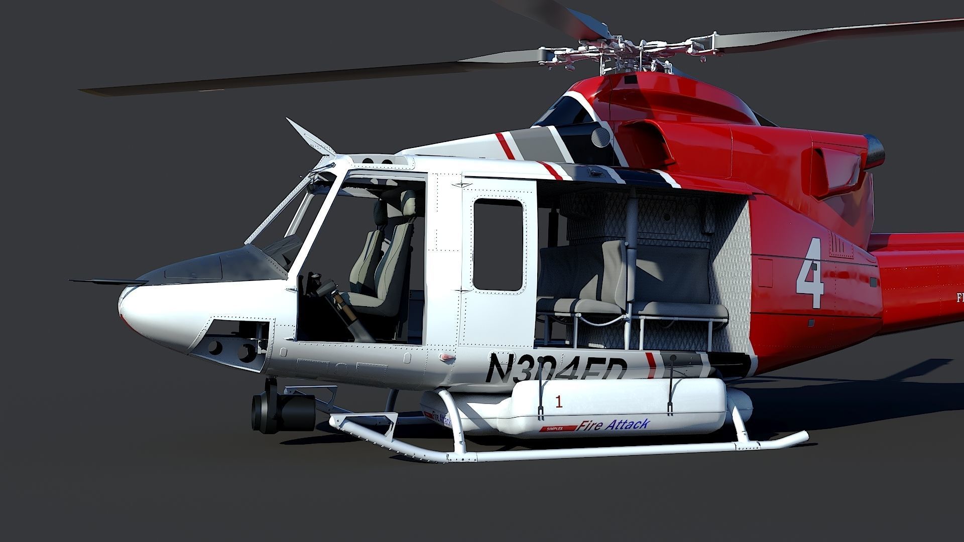 Helicopter Bell 412 LAFD Low-poly 3D model_27