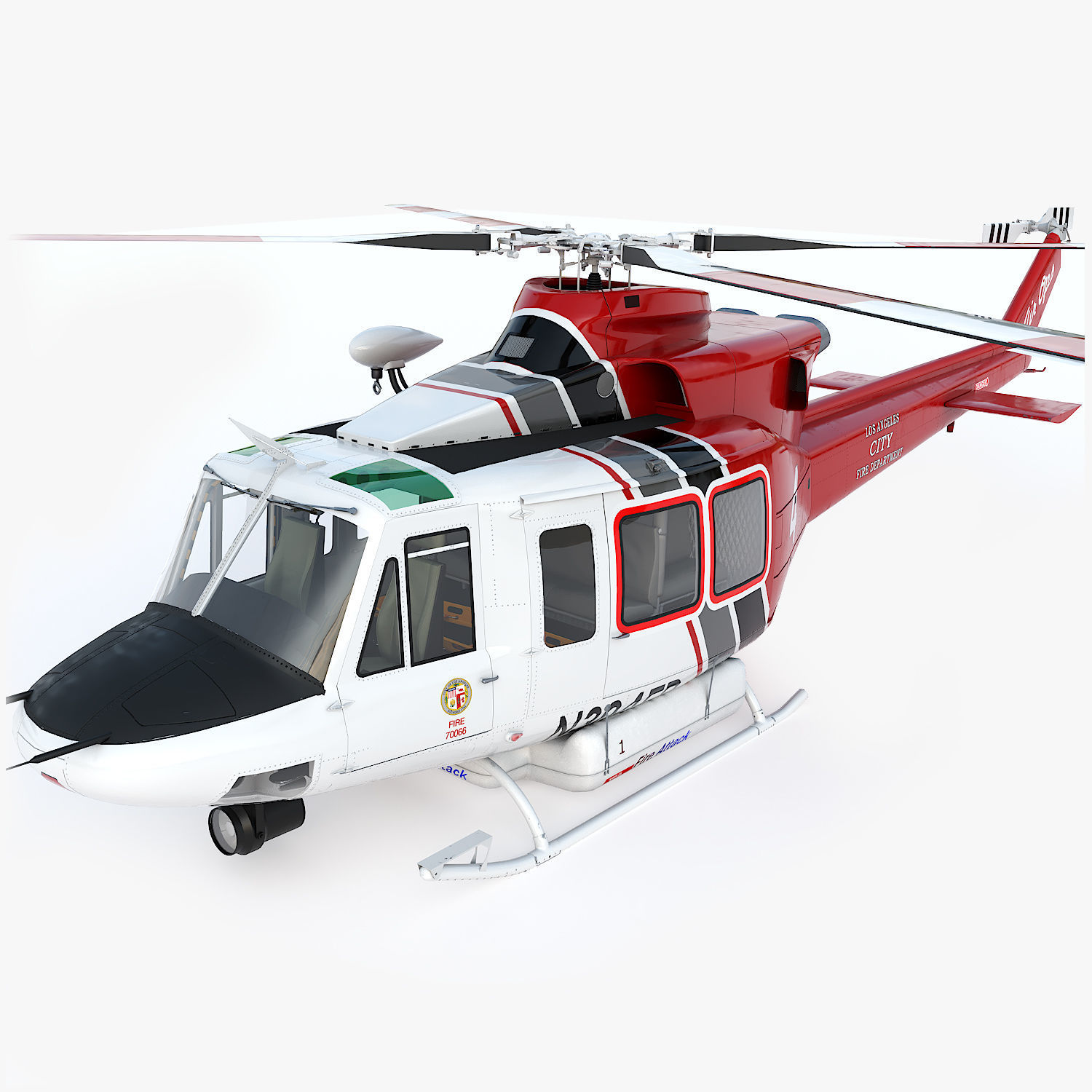 Helicopter Bell 412 LAFD Low-poly 3D model_3