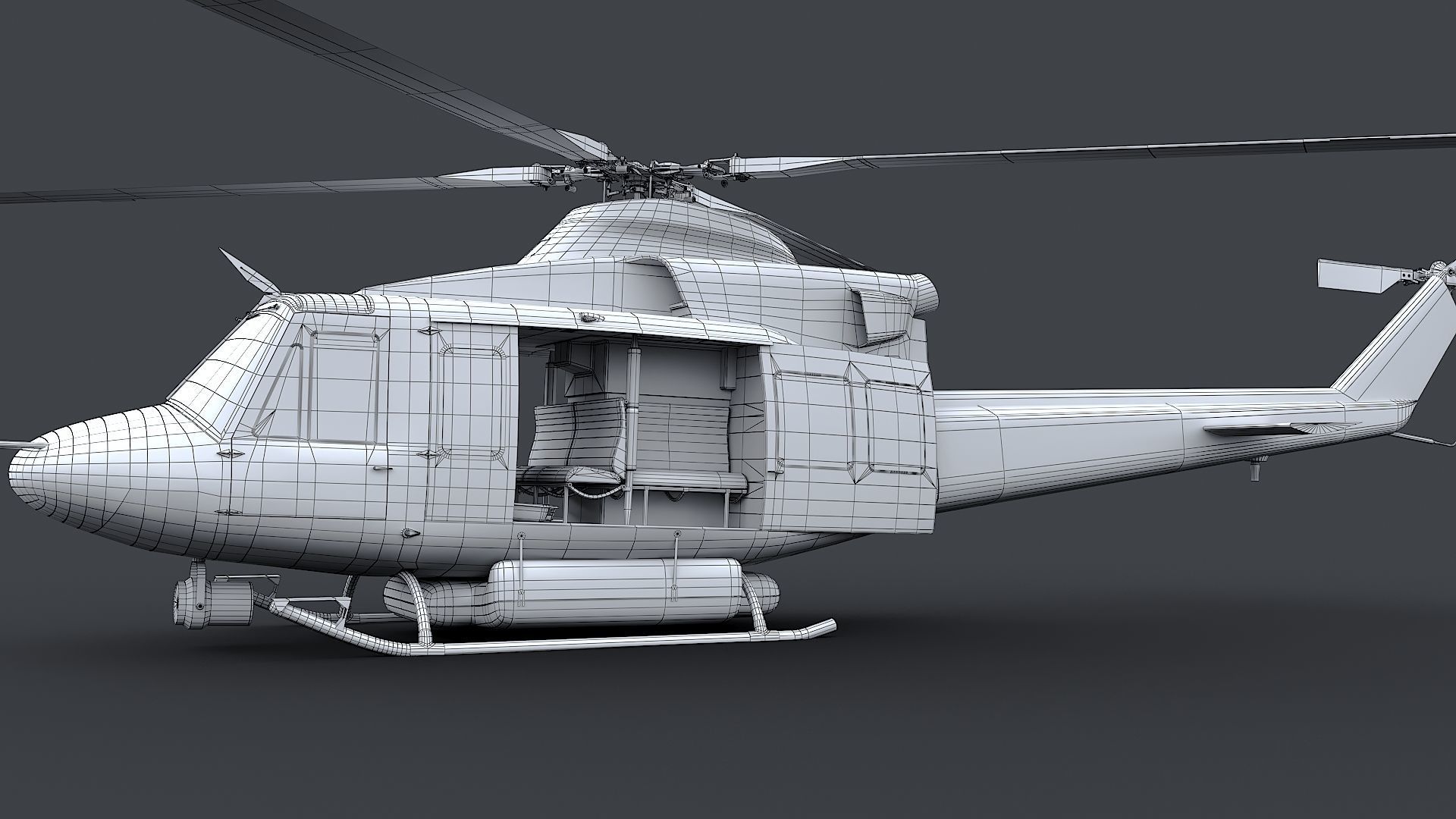 Helicopter Bell 412 LAFD Low-poly 3D model_37