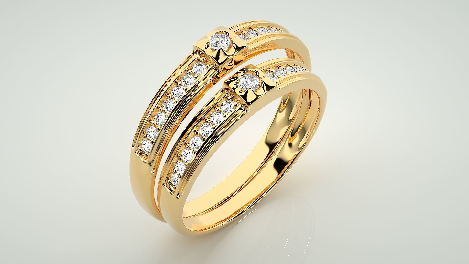 Solitaire Couple Band Ring 3dm stl render detail 3D print model_12