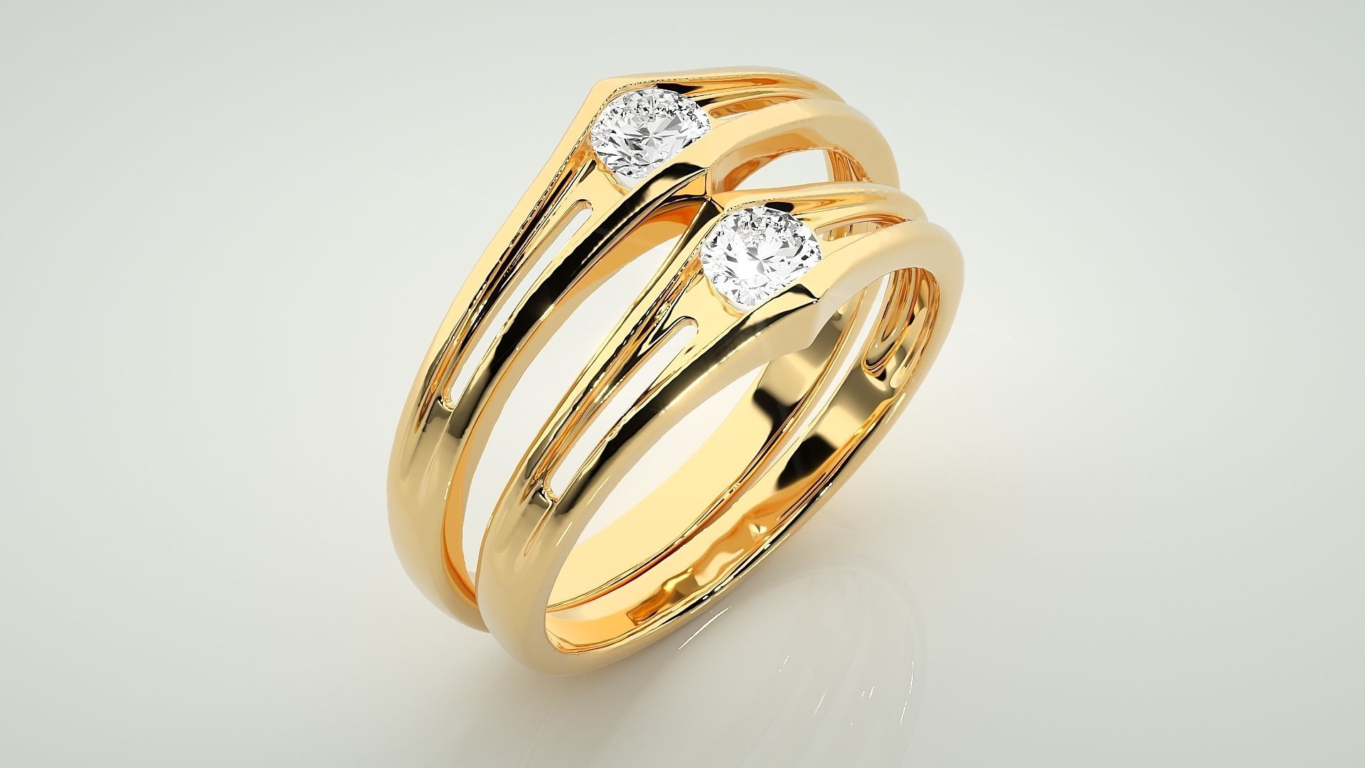 Solitaire Light wt Couple Band Ring 3dm stl render detail 3D print model_12