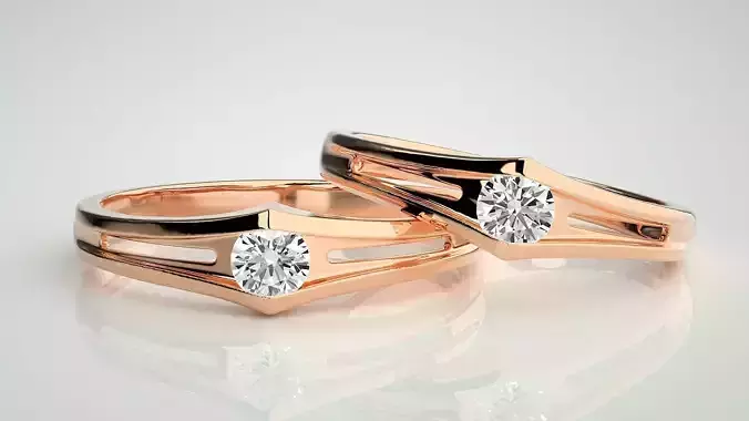Solitaire Light wt Couple Band Ring 3dm stl render detail 