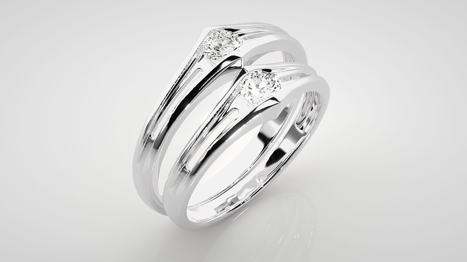 Solitaire Light wt Couple Band Ring 3dm stl render detail 3D print model_8