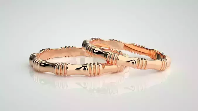 Thin Plain Gold Couple Band Ring 3dm stl render detail  3D print model