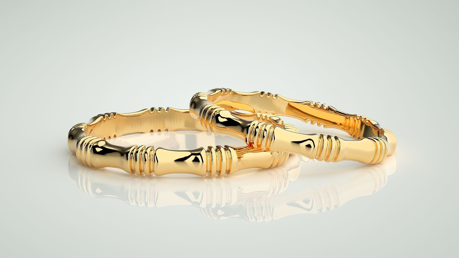 Thin Plain Gold Couple Band Ring 3dm stl render detail  3D print model_9