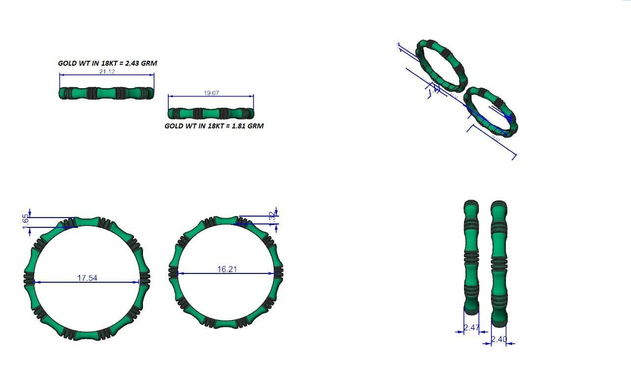 Thin Plain Gold Couple Band Ring 3dm stl render detail  3D print model_3