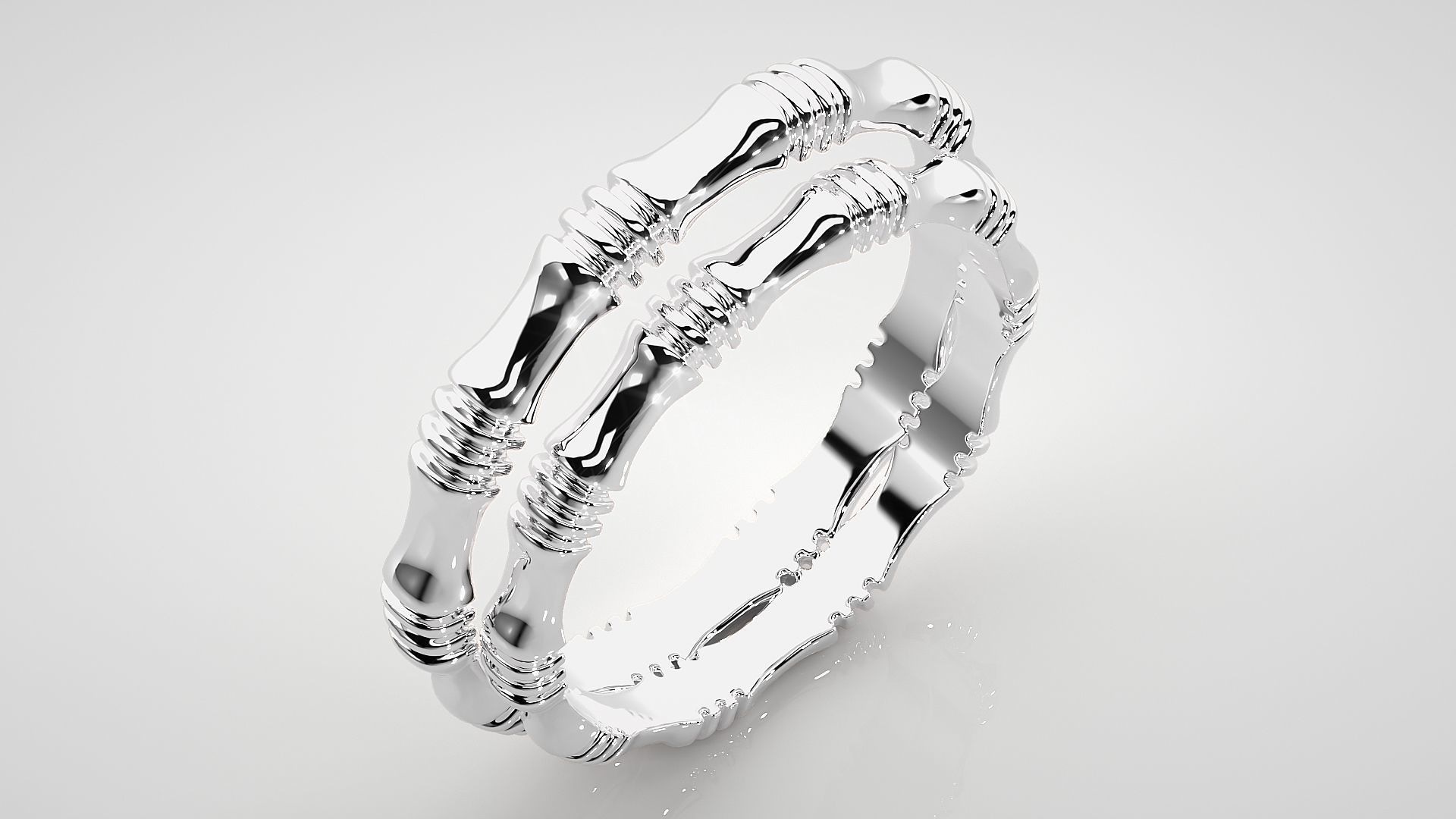 Thin Plain Gold Couple Band Ring 3dm stl render detail  3D print model_8