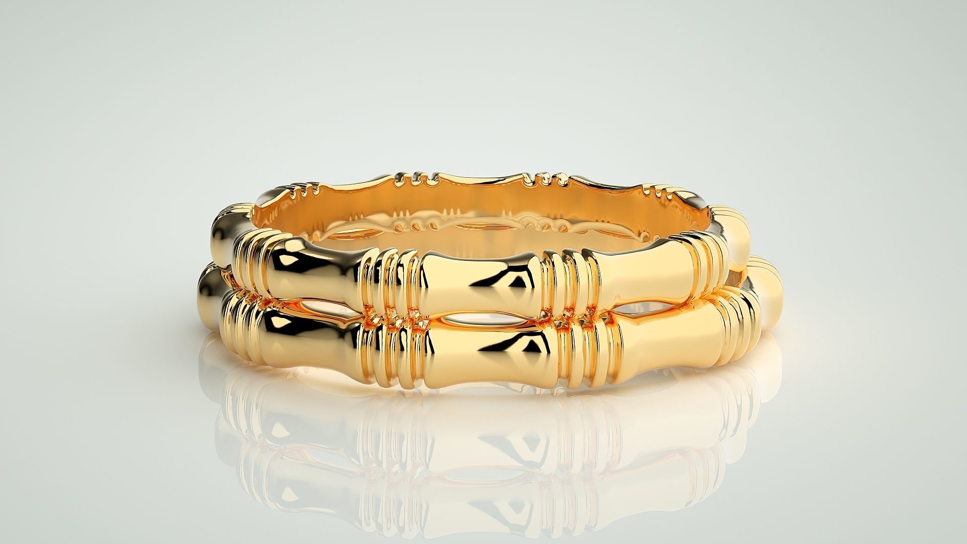 Thin Plain Gold Couple Band Ring 3dm stl render detail  3D print model_11