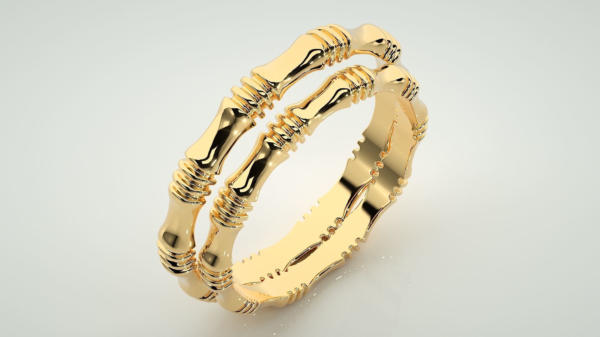 Thin Plain Gold Couple Band Ring 3dm stl render detail  3D print model_12