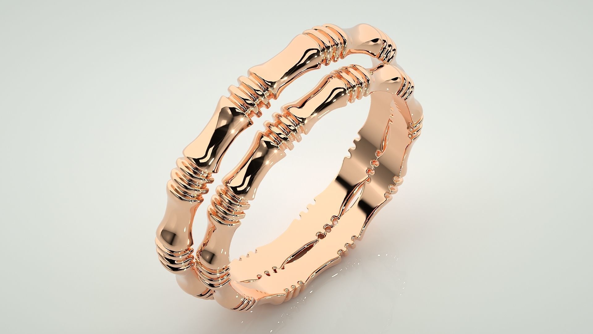 Thin Plain Gold Couple Band Ring 3dm stl render detail  3D print model_4