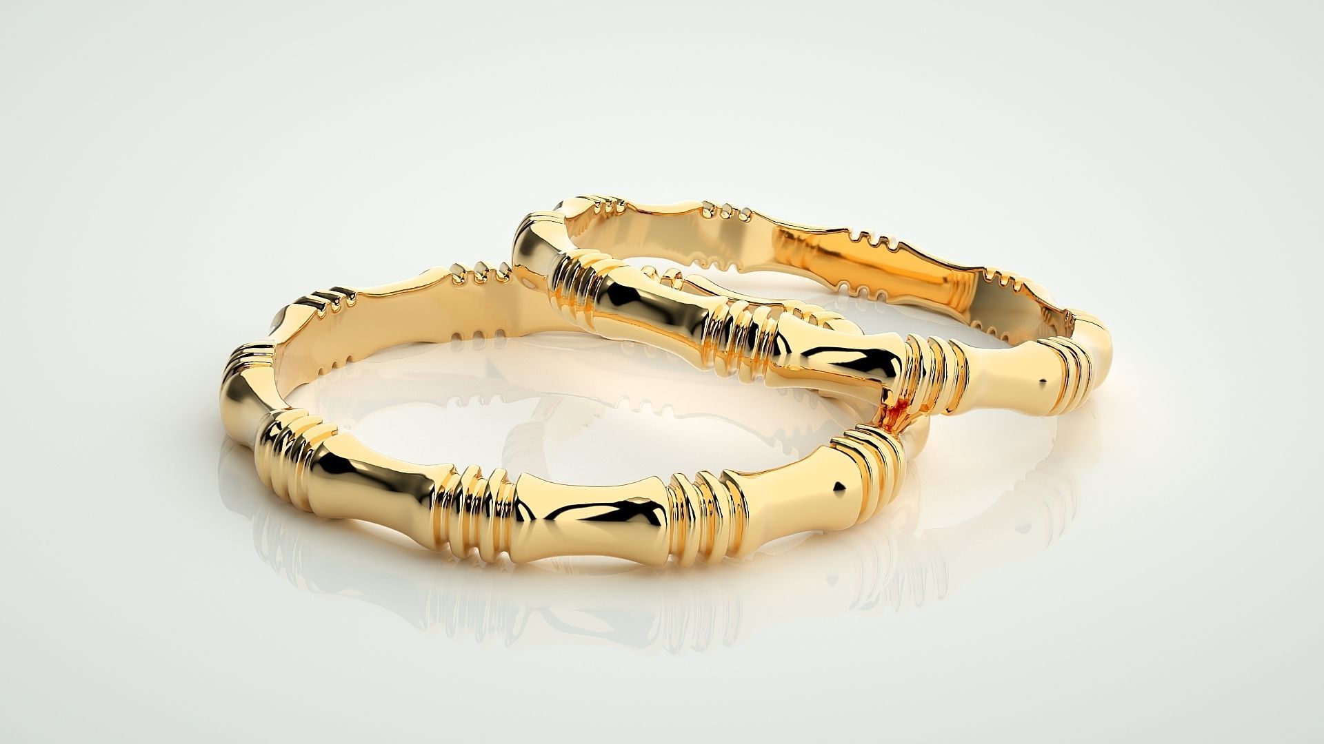 Thin Plain Gold Couple Band Ring 3dm stl render detail  3D print model_10