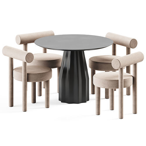 Burin Table D100 by Viccarbe and Chair Gropius CS1 by Noom 3D model
