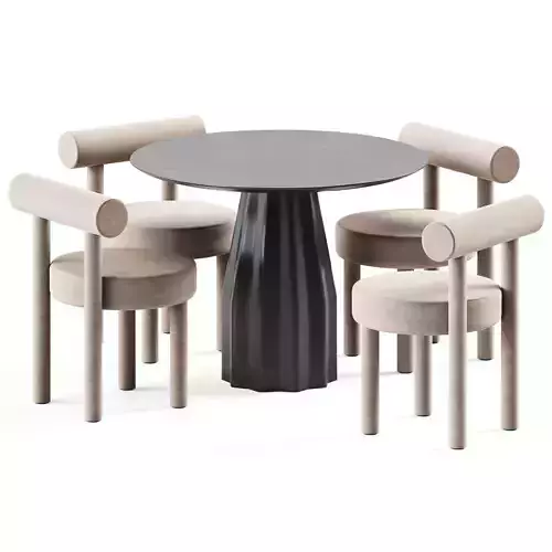 Burin Table D100 by Viccarbe and Chair Gropius CS1 by Noom