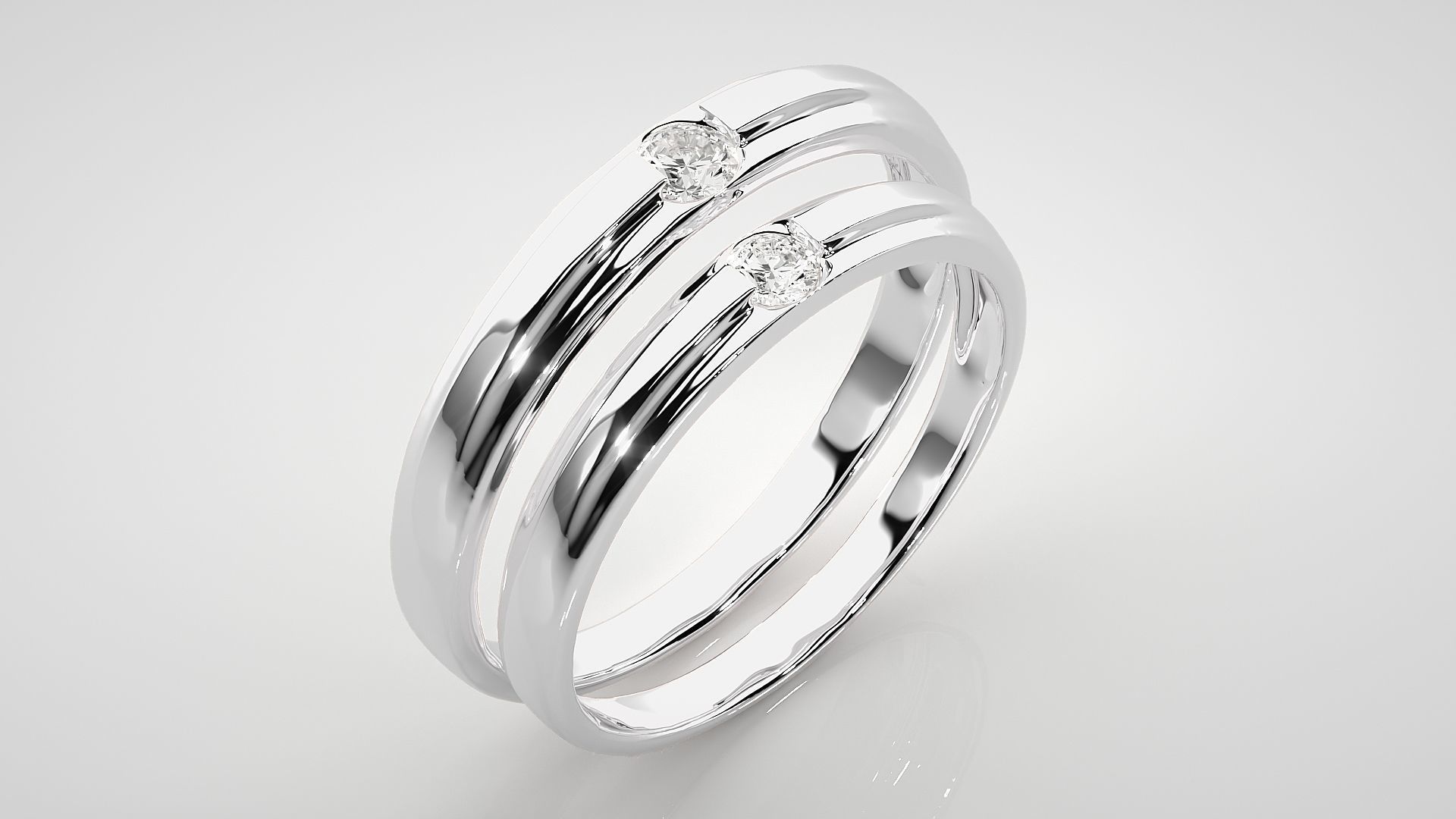 Solitaire Couple Band Ring 3dm stl render detail 3D print model_8