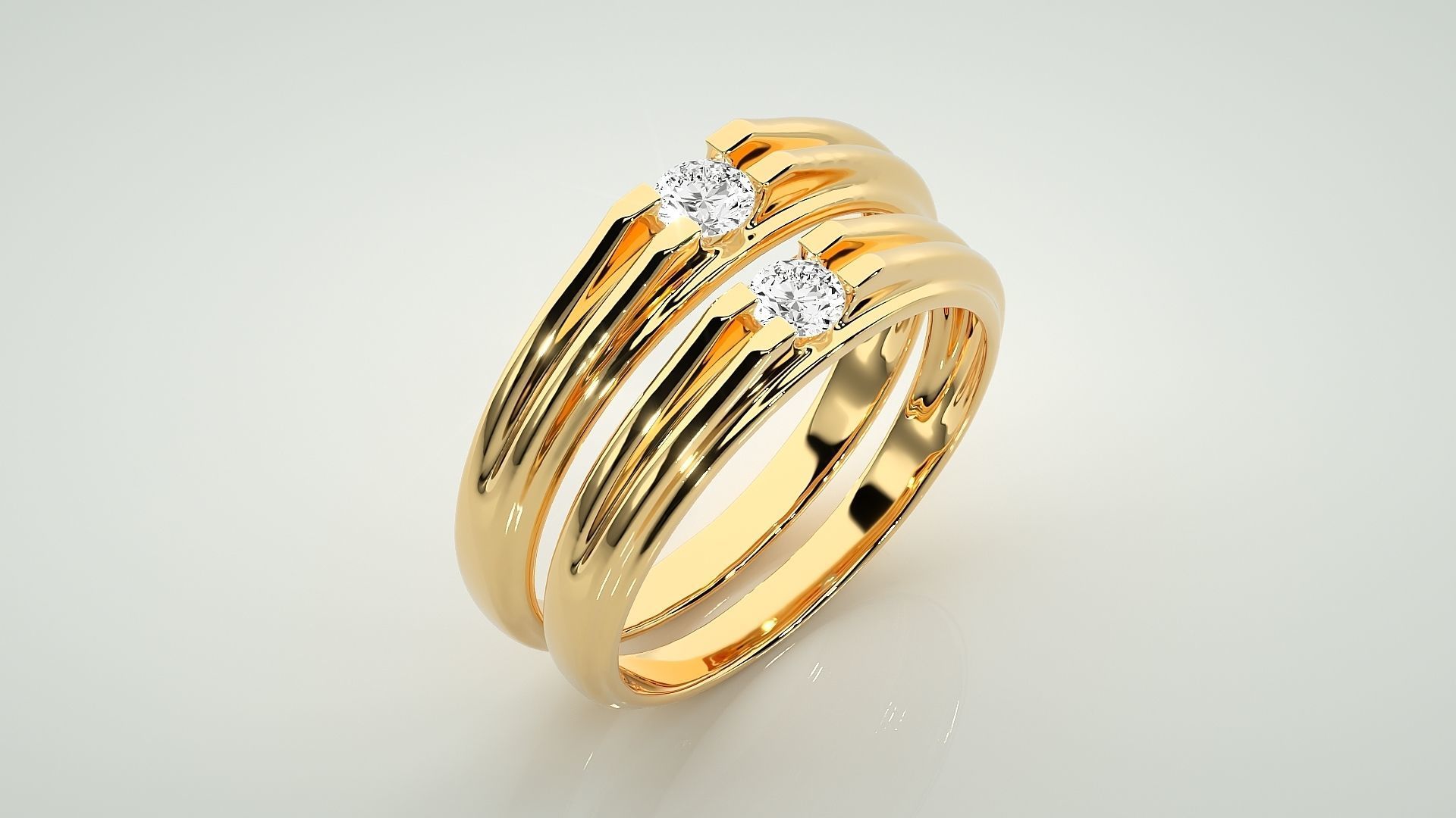 Solitaire Couple Band Ring 3dm stl render detail 3D print model_12