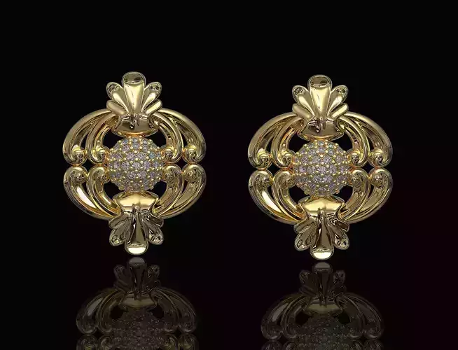 Earrings with Central ball of gems