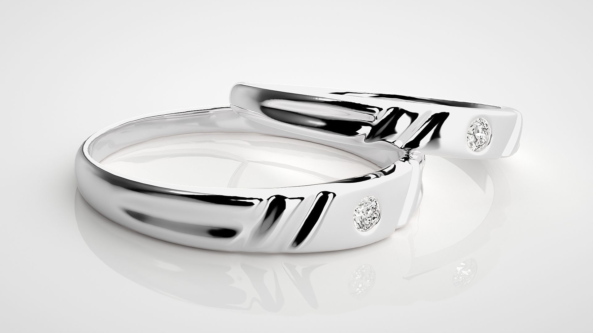 Solitaire Couple Band Ring 3dm stl render detail  3D print model_6