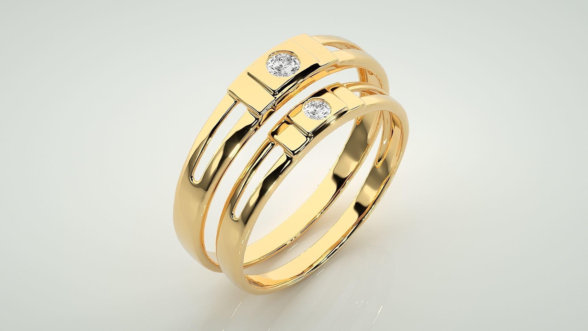 Solitaire Couple Band Ring 3dm stl render detail 3D print model_12