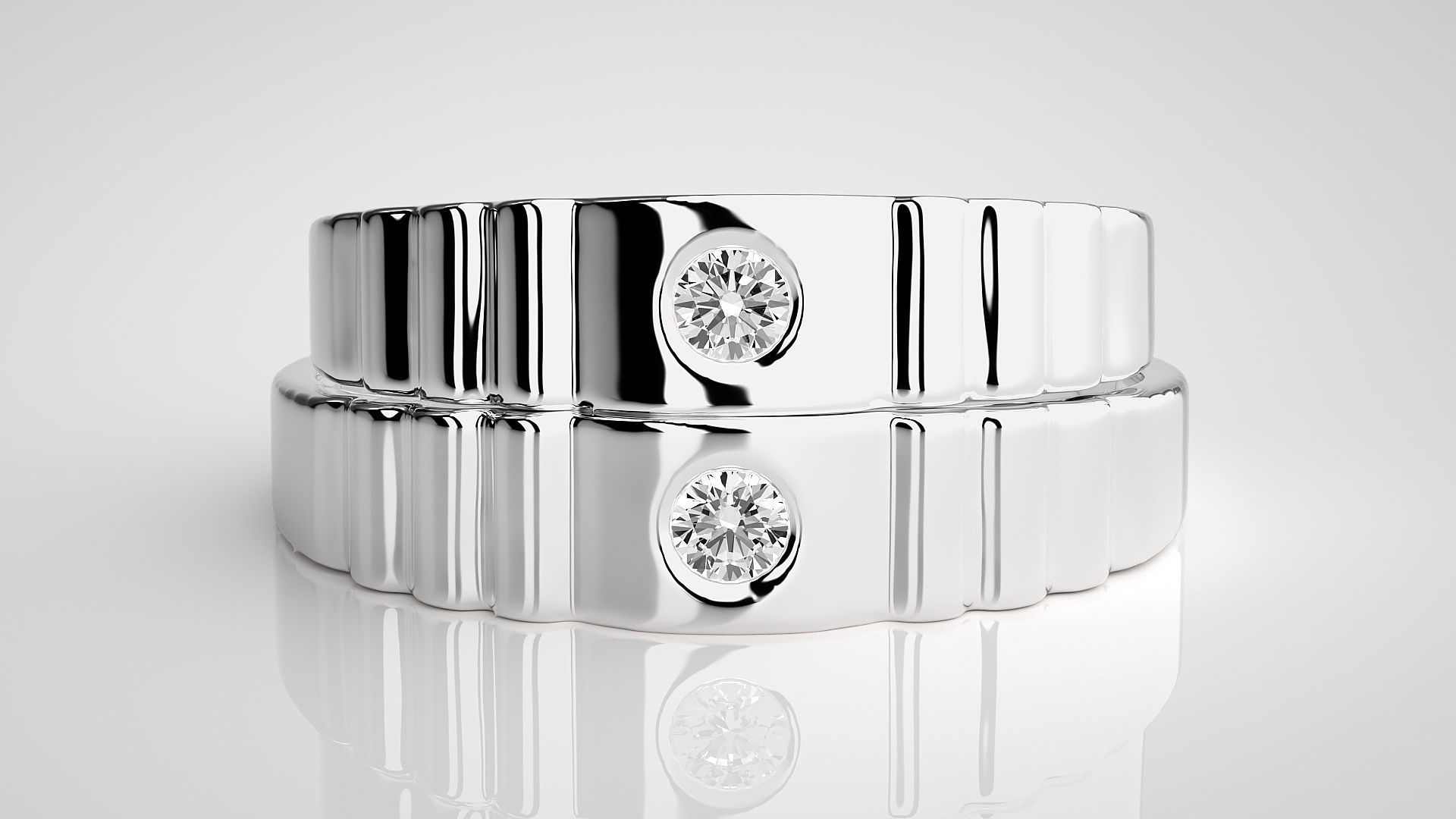 Solitaire Couple Band Ring 3dm stl render detail  3D print model_7