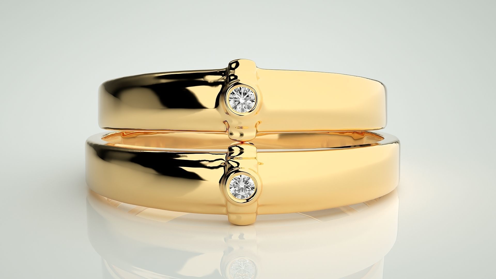Solitaire Couple Band Ring 3dm stl render detail 3D print model_11