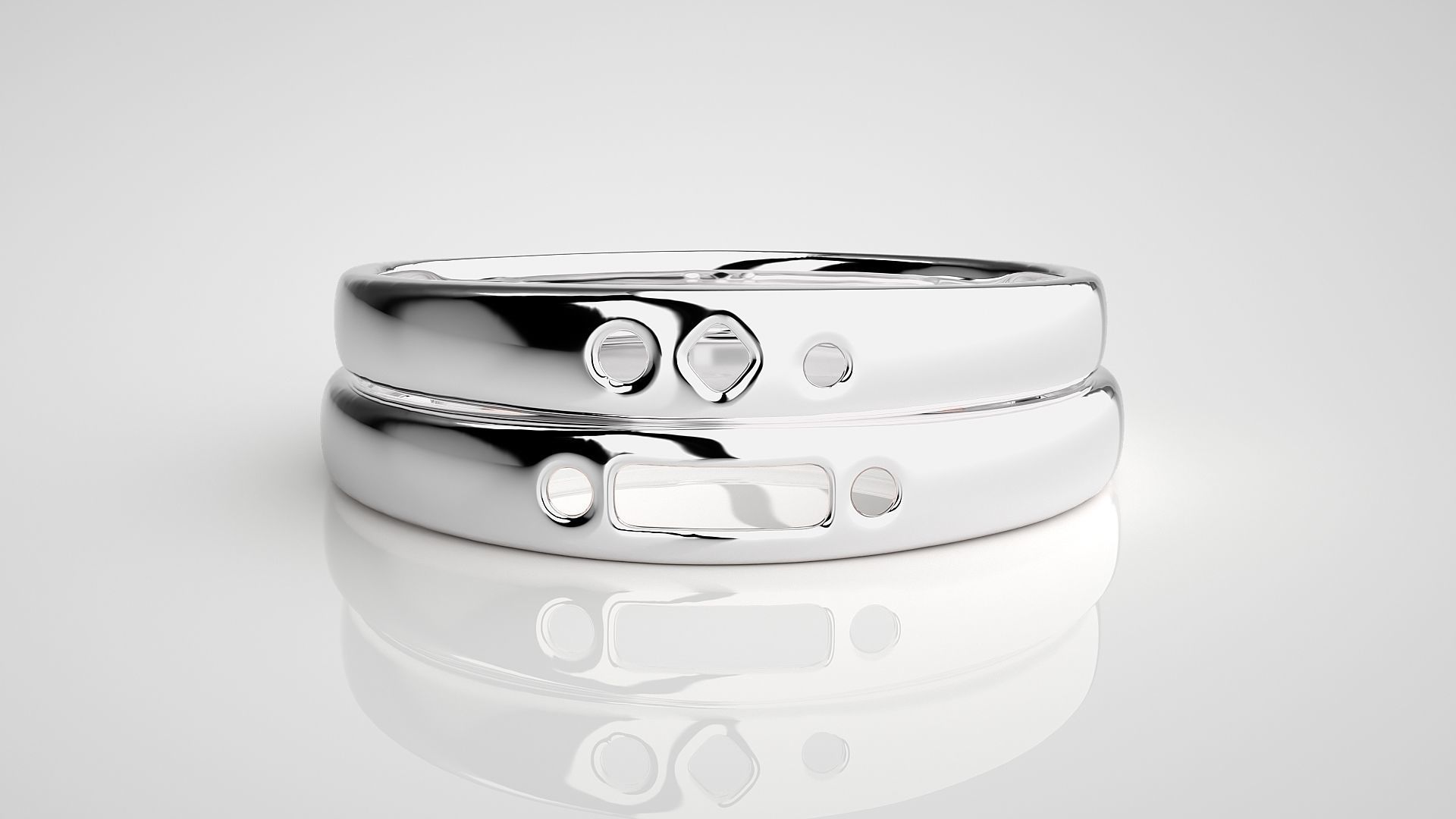 Italian Plain Gold Couple Band Ring 3dm stl render detail  3D print model_7