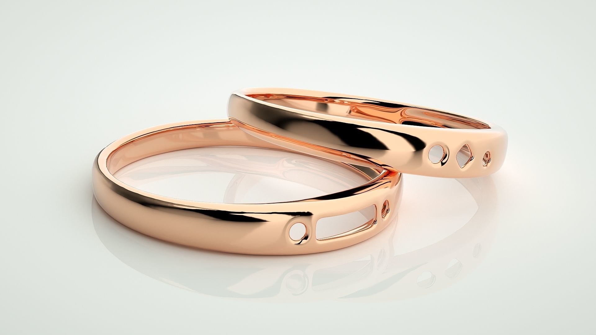 Italian Plain Gold Couple Band Ring 3dm stl render detail  3D print model_1