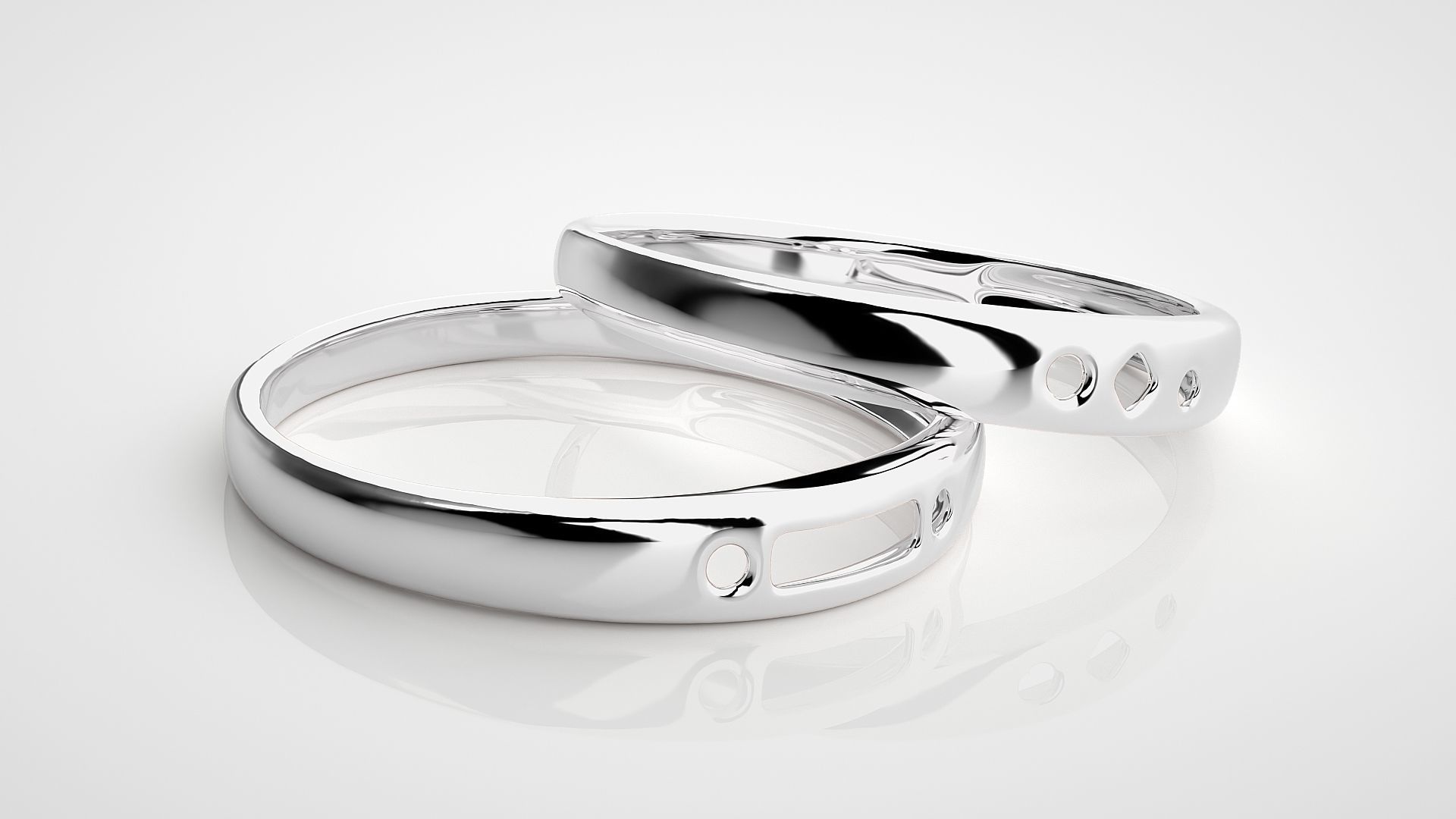 Italian Plain Gold Couple Band Ring 3dm stl render detail  3D print model_6