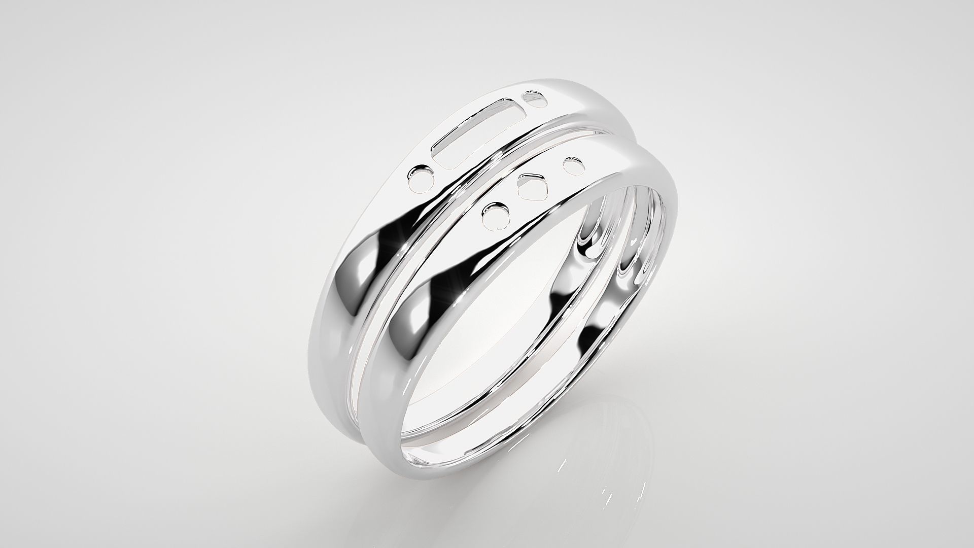 Italian Plain Gold Couple Band Ring 3dm stl render detail  3D print model_8