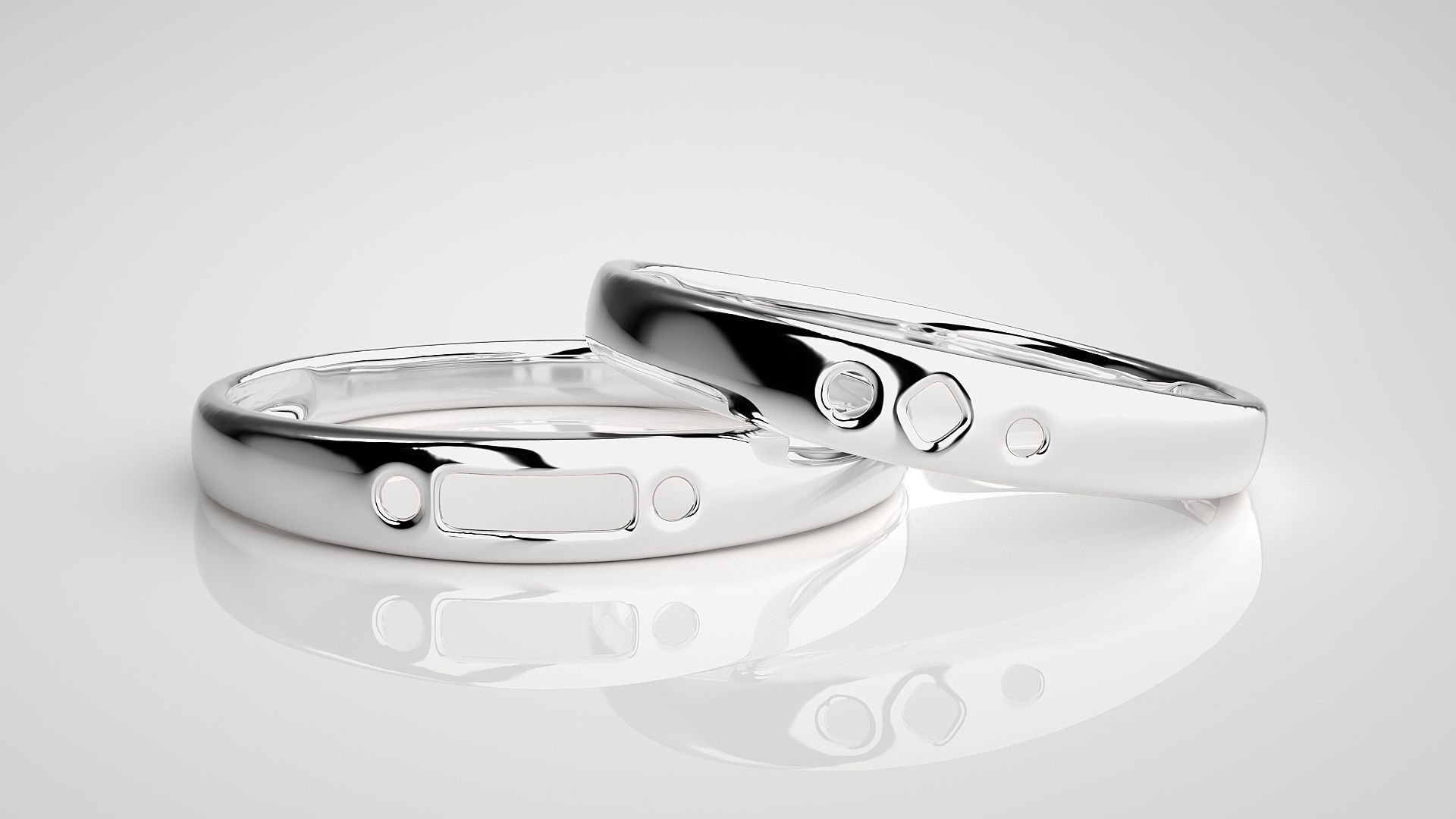 Italian Plain Gold Couple Band Ring 3dm stl render detail  3D print model_5