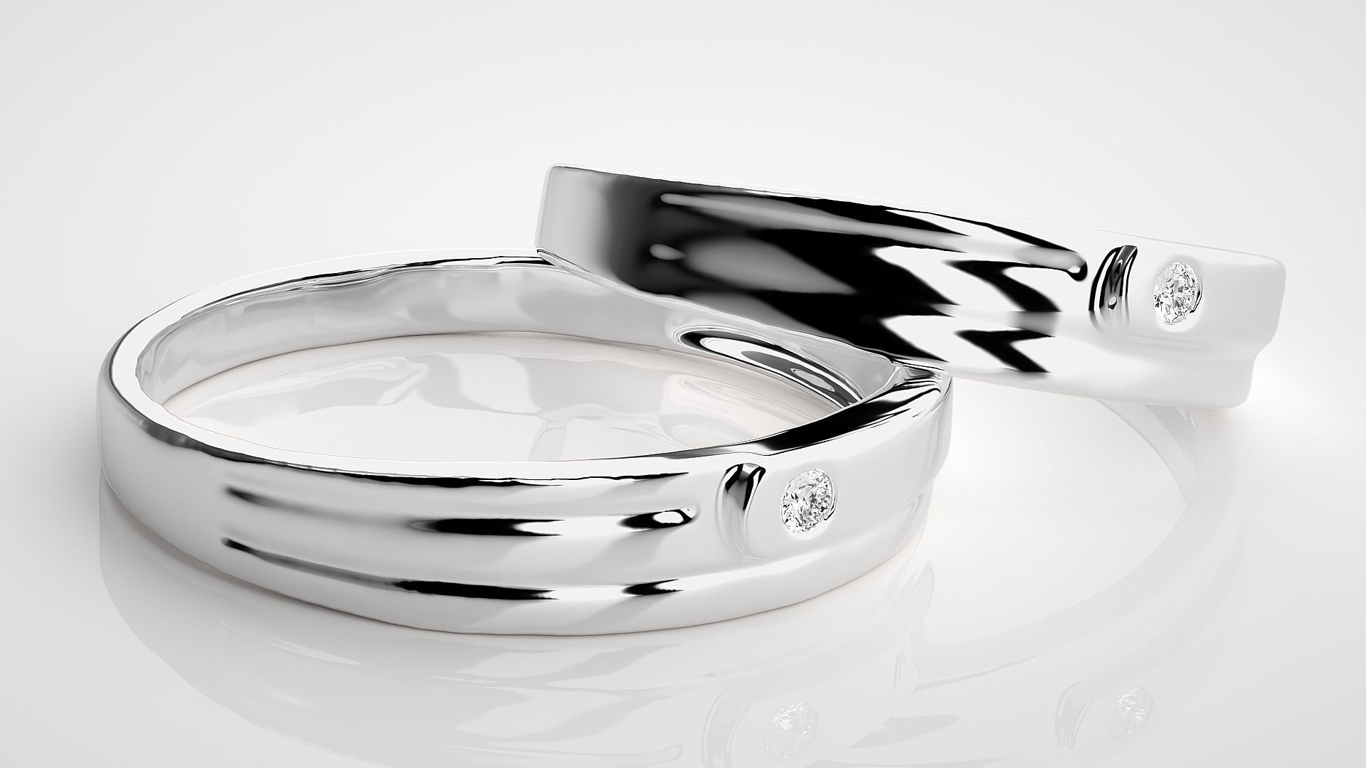 Solitaire Couple Band Ring 3dm stl render detail  3D print model_6