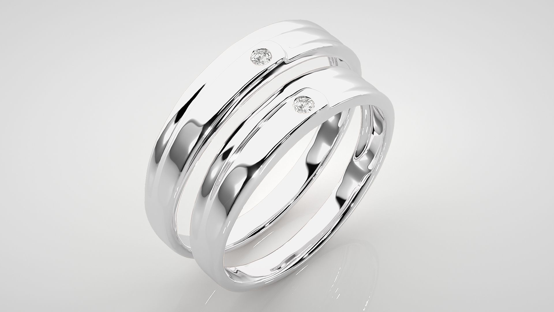 Solitaire Couple Band Ring 3dm stl render detail  3D print model_8
