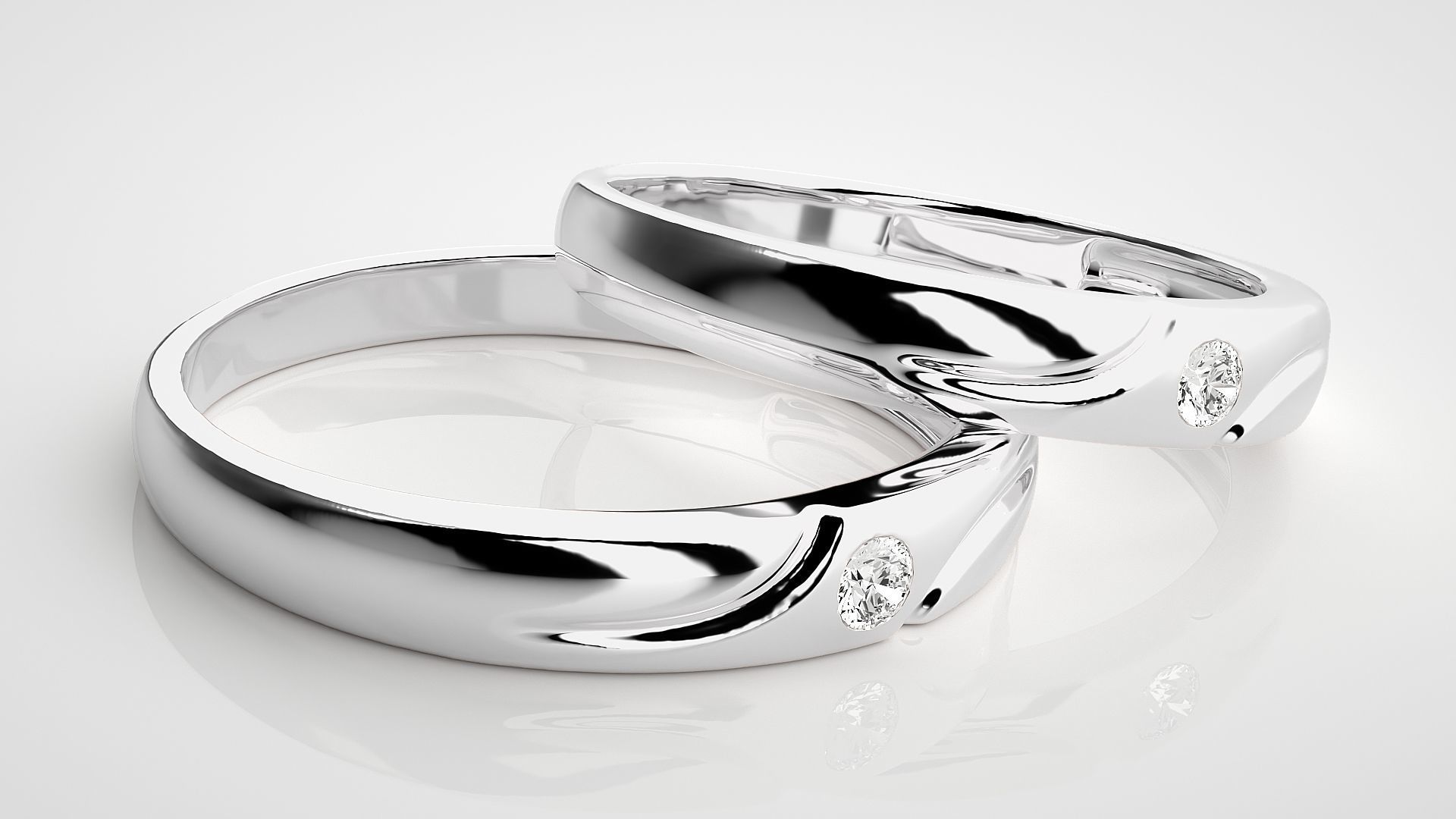 Solitaire Couple Band Ring 3dm stl render detail 3D print model_6